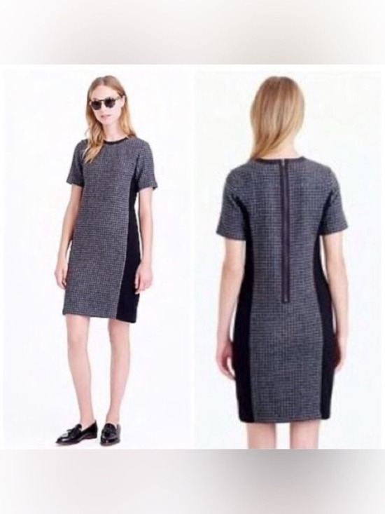J. Crew Dresses & Skirts - J. Crew Houndstooth Sheath Dress Black Gray Size 8 NWT